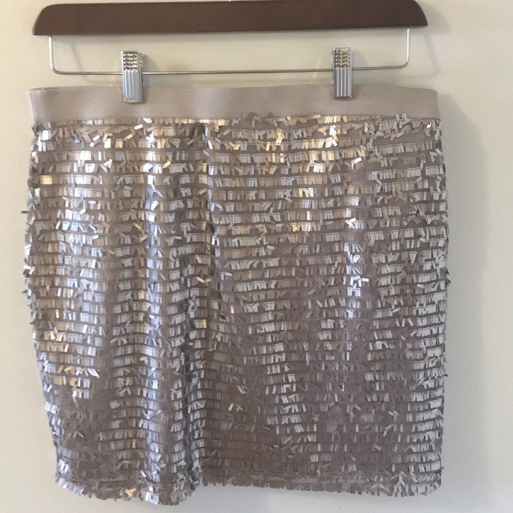 cream sequin skirt